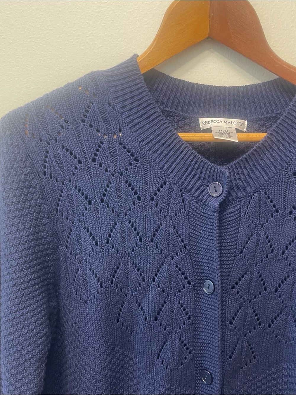 Rebecca Malone blue 100% cotton cardigan size medium - Picture 3 of 8